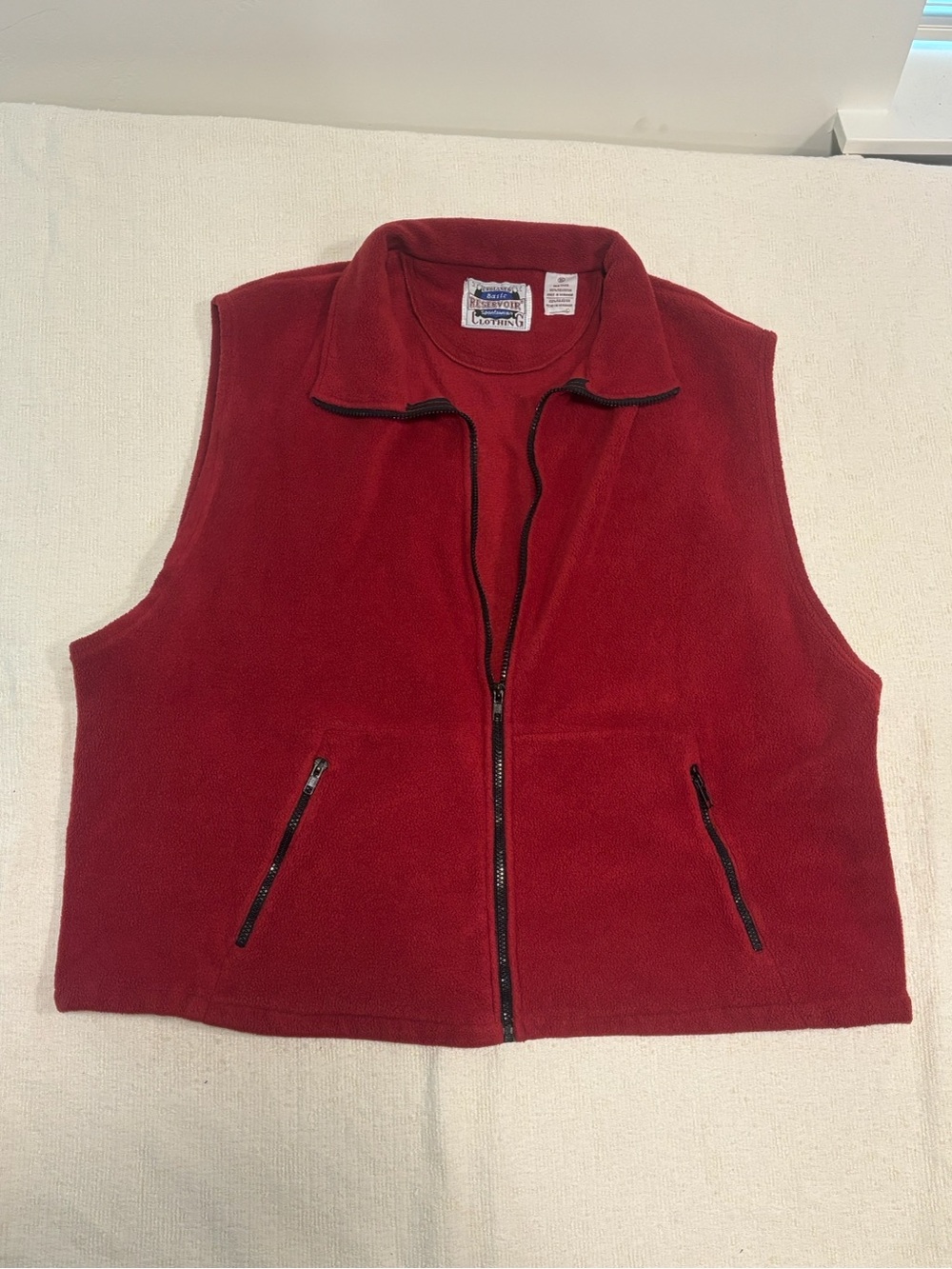 Reservoir Clothing Red Fleece Zip-Up Vest